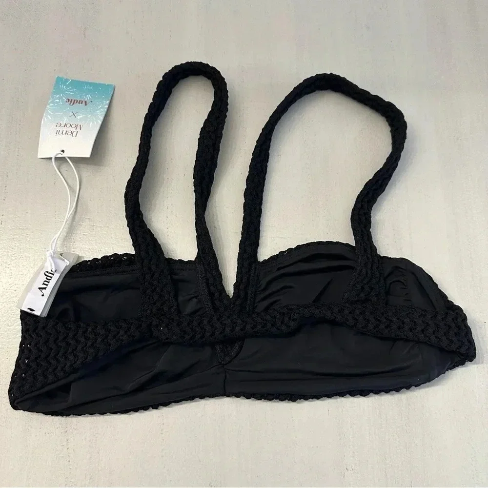 Andie Swim X Demi Moore The Monaco Top in Black Women's Bikini Size Small NWT